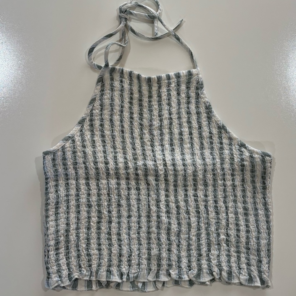 American Eagle Outfitters Striped Halter Crop Top